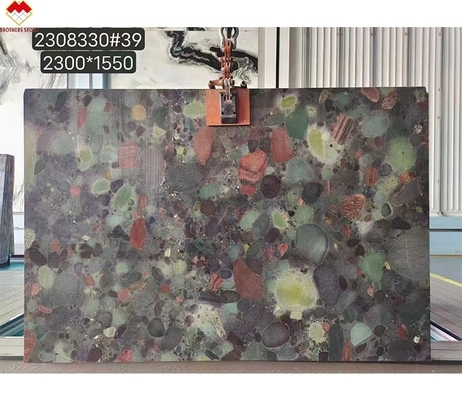 Cuatro estaciones de Brasil piedra de cuarcita verde granito multicolor mesa y panel de decoración de pared personalizado para interiores