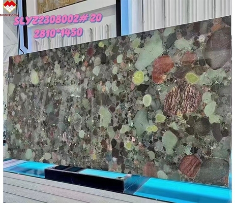 Cuatro estaciones de Brasil piedra de cuarcita verde granito multicolor mesa y panel de decoración de pared personalizado para interiores