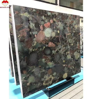 Cuatro estaciones de Brasil piedra de cuarcita verde granito multicolor mesa y panel de decoración de pared personalizado para interiores