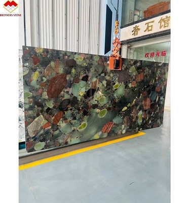 Cuatro estaciones de Brasil piedra de cuarcita verde granito multicolor mesa y panel de decoración de pared personalizado para interiores