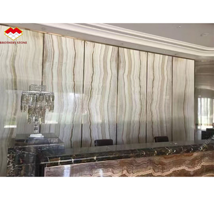 Estilo de diseño de hotel moderno transparente de jade blanco de mármol de losas para pared y piso