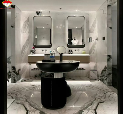 Estilo de diseño moderno Panda Marmol blanco elevar la pared de su hotel piso y escaleras azulejos