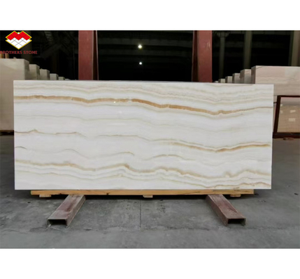 Panel de pared de baño de hotel de diseño moderno con luz de fondo piedra natural mármol de ónix blanco