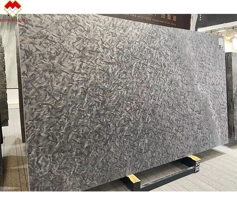 Piso de pared de piedra de cuarcita negra pulida para Versace Escritorios de cocina gris oscuro Vanidad