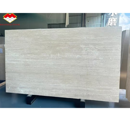 Piedra de mármol travertino Gran losa pulida para diseño de interiores de hoteles modernos