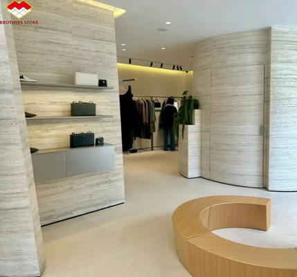Piedra de mármol travertino Gran losa pulida para diseño de interiores de hoteles modernos
