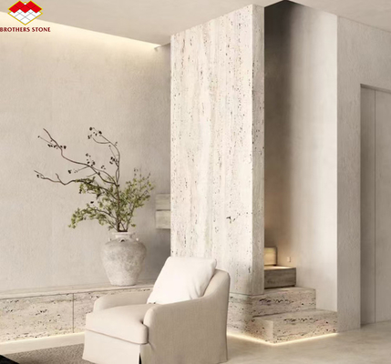 Piedra de mármol travertino Gran losa pulida para diseño de interiores de hoteles modernos