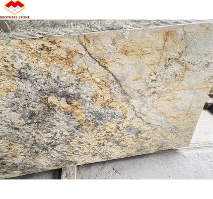 Oro de lujo Granito Piedra grandes losas afiladas pulido para Villa Escalera Diseño gráfico
