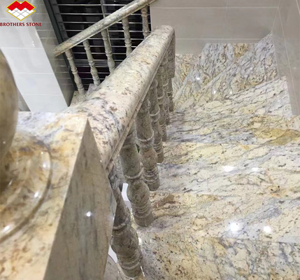 Oro de lujo Granito Piedra grandes losas afiladas pulido para Villa Escalera Diseño gráfico