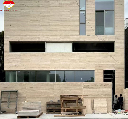 Proyecto de decoración de hoteles de piedra de diseño moderno con forma de piedra natural travertino beige