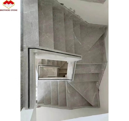 Escalera recta de piedra natural Moderno de interior gris de mármol antiderrapante
