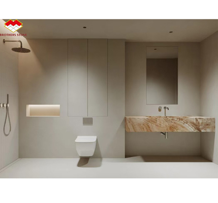 Modern Onyx Marmol Vena Dorada Madera Amarilla Dorada Granos Decoración de bañera para casas modernas