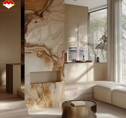 Modern Onyx Marmol Vena Dorada Madera Amarilla Dorada Granos Decoración de bañera para casas modernas