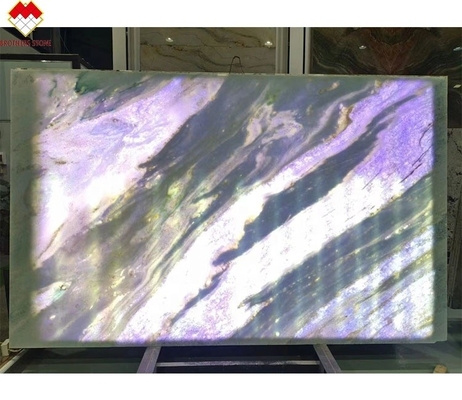 Lámina de piedra de cuarzo de Roma azul con luz de fondo para mesa de comedor panel de pared de escritorio