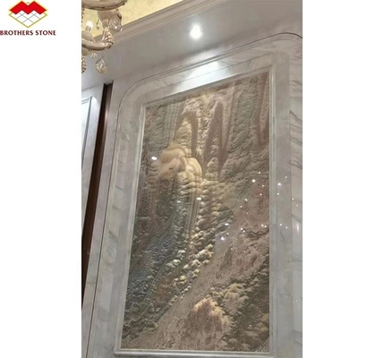 Piedra de ónix translúcida pulida Diseño moderno para luz natural Tinta de jade Marmol Gran pizarra
