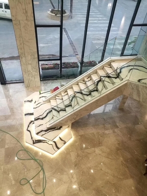 Luces LED modernas Sigue Antiderrapante Panda Blanco de mármol de escaleras azulejos de interior Panda natural de escaleras blancas de mármol con venas