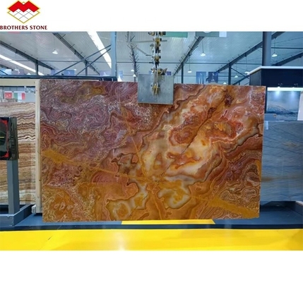 Marmol de ónix rojo tigre natural translúcido pulido para diseño de hoteles de jade con retroiluminación moderna