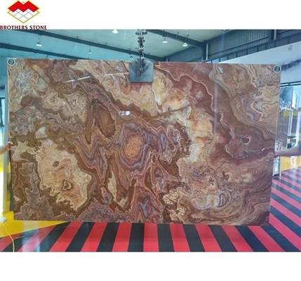 Marmol de ónix rojo tigre natural translúcido pulido para diseño de hoteles de jade con retroiluminación moderna