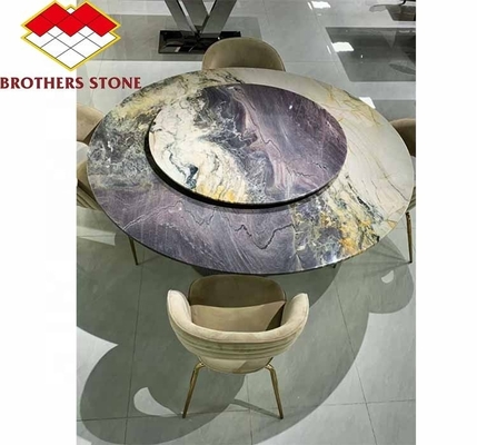 Piedra de mármol púrpura pulida Gran mesa de comedor de pizarra para el diseño moderno del salón de dormitorios