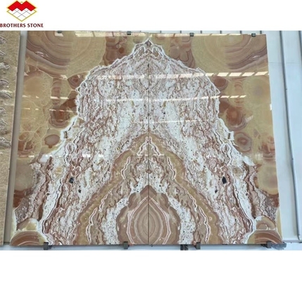 Moderno diseño de mármol pulido Bookmatch Tiles personalizado retroiluminado de dragón rojo de jade ónix pared