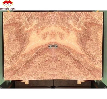 Moderno diseño de mármol pulido Bookmatch Tiles personalizado retroiluminado de dragón rojo de jade ónix pared