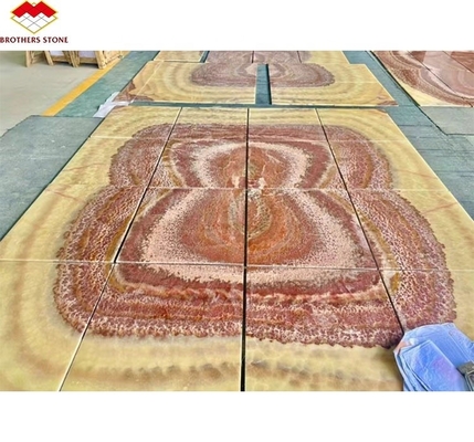 Libros de piedra de mármol de ónix rojo retroiluminado con matching de la losa para el patrón de mesa de mármol transparente