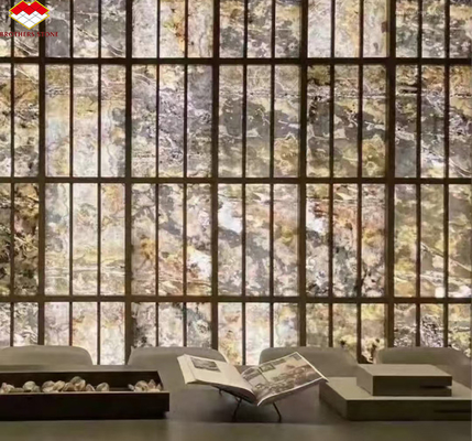 Hojas de pizarra translúcidas de paneles de piedra flexibles para diseño de interiores de hoteles modernos
