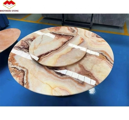 Libros de piedra de mármol de ónix rojo retroiluminado con matching de la losa para el patrón de mesa de mármol transparente
