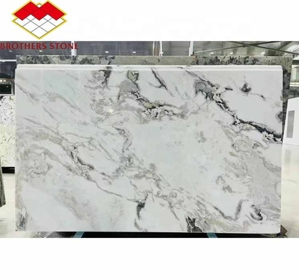 Lámina grande de mármol de alabastro blanco de leche pulida para el piso de la sala de estar y la mesa de comedor