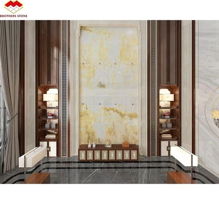 Decoración de paneles de pared de interiores con paneles de fondo de televisión de mármol de ónix con retroiluminación moderna