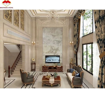 Decoración de paneles de pared de interiores con paneles de fondo de televisión de mármol de ónix con retroiluminación moderna