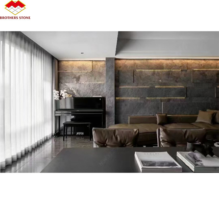 Diseño gráfico de interiores de hoteles, revestimiento de paredes con revestimiento natural de piedra flexible
