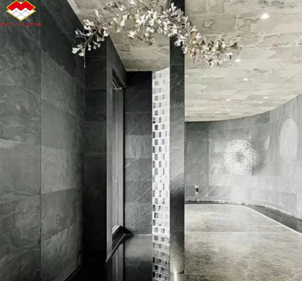 Diseño gráfico de interiores de hoteles, revestimiento de paredes con revestimiento natural de piedra flexible