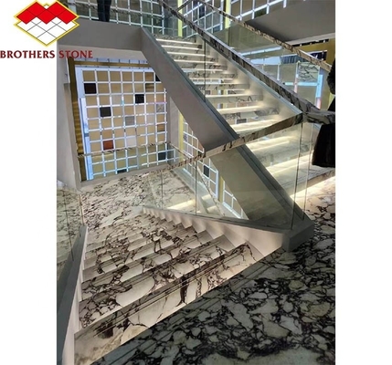Escaleras de piedra natural de estilo europeo moderno con baldosas pulidas cortadas a medida