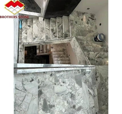 Escaleras de piedra natural de estilo europeo moderno con baldosas pulidas cortadas a medida