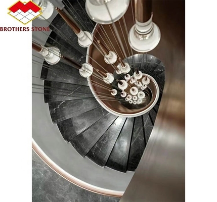 Escaleras de mármol blanco pulidas modernas azulejos de piedra natural cortada a medida para diseño de interiores