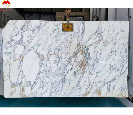 Pared y piso de diseño moderno Blanco nieve de mármol de mesa con venas marrones