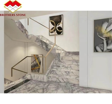 Escalera de mármol y baldosas de faldas estilo europeo moderno para el diseño interior de piedra natural