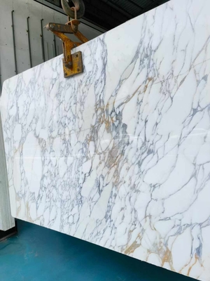 Pared y piso de diseño moderno Blanco nieve de mármol de mesa con venas marrones