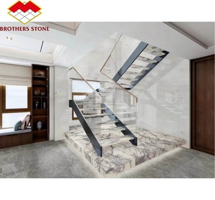 Escalera de mármol y baldosas de faldas estilo europeo moderno para el diseño interior de piedra natural