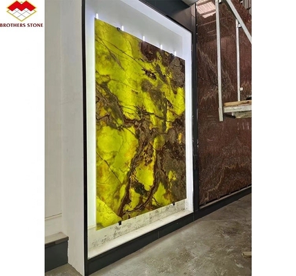 Panel retroiluminado de mármol de ónix verde para diseño gráfico moderno y decoración de paredes