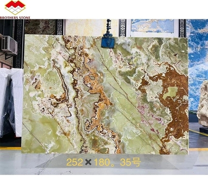 Panel retroiluminado de mármol de ónix verde para diseño gráfico moderno y decoración de paredes