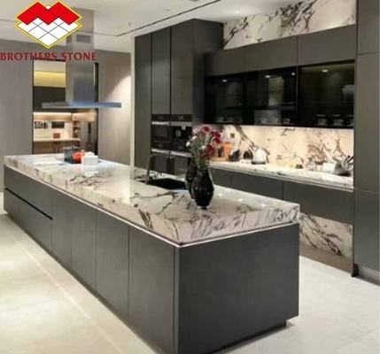 Moderno Calacatta Viola mármol blanco con placas de vena púrpura elevar su comedor mesa de comedor Kitchen Countertop Baño escaleras
