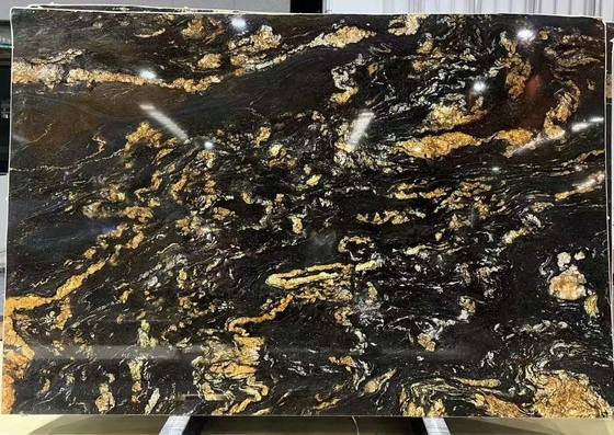 Luxo personalizado Venas de oro negro de piedra de cuarcita Top de vanidad para cocina y baño