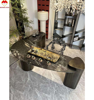 Componente Lavabo Polido Cuartzita Negra Vanidad superior para el diseño de baño final en Brasil