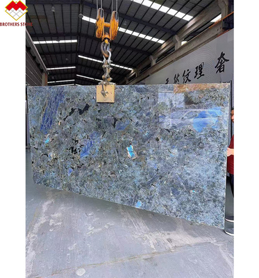 Gran pizarra pulida brillante de labradorita azul de granito encimera y diseño de la mesa de la isla