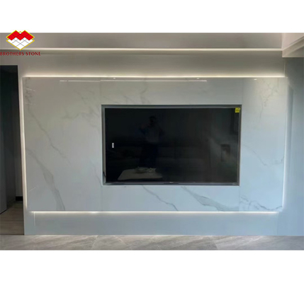 Mesa de comedor de cristal blanco nano superior moderna gran losa de mármol look azulejos de porcelana para escalones