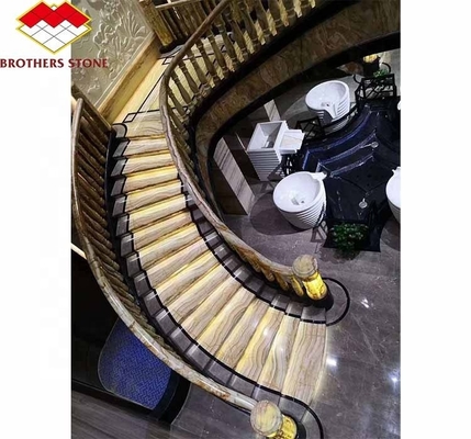 Piedra natural gran losa cortada a medida placa de piedra afilada escaleras de mármol modernas para villas interiores