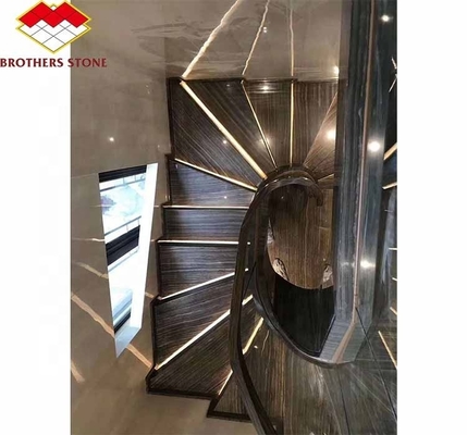 Piedra natural gran losa cortada a medida placa de piedra afilada escaleras de mármol modernas para villas interiores