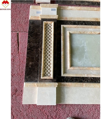 Villa de fondo revestimiento de la pared de ónix verde y mármol beige la losa de piedra en diseño moderno